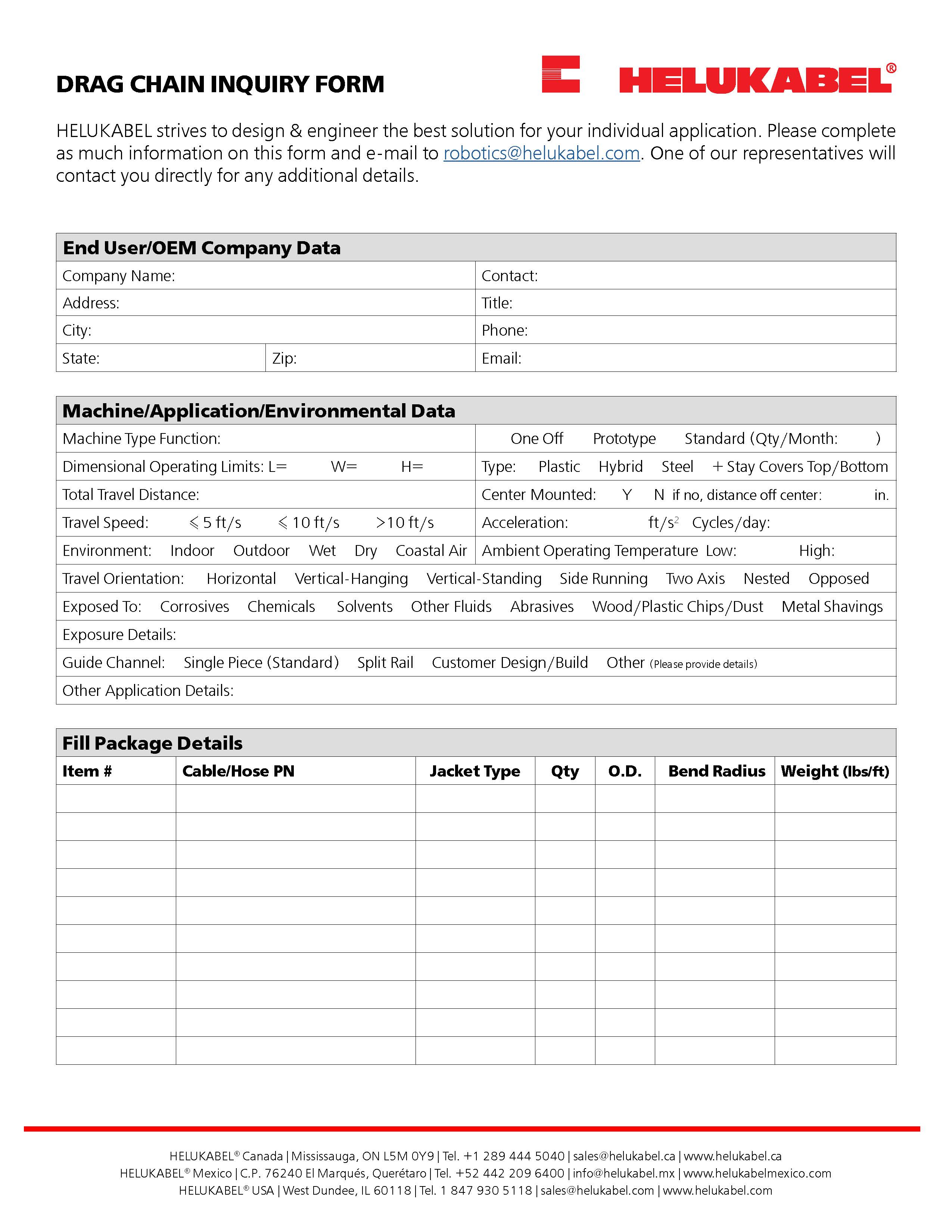 Drag Chain Inquiry Form